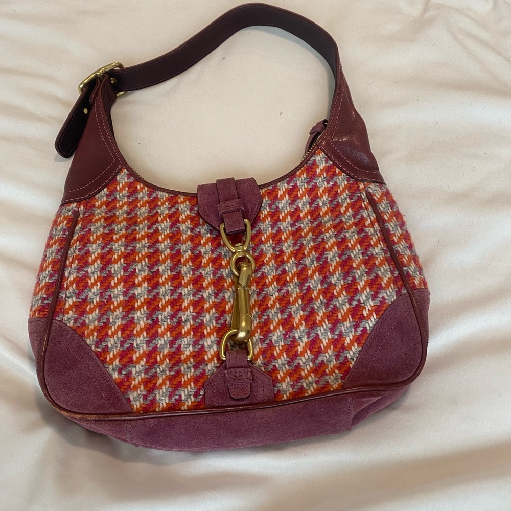 Vintage Coach Plaid Shoulder Bag